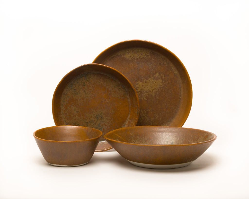 HAAND Skali Coupe 4-Piece Dinner Setting – Handcrafted Porcelain Dinnerware Set