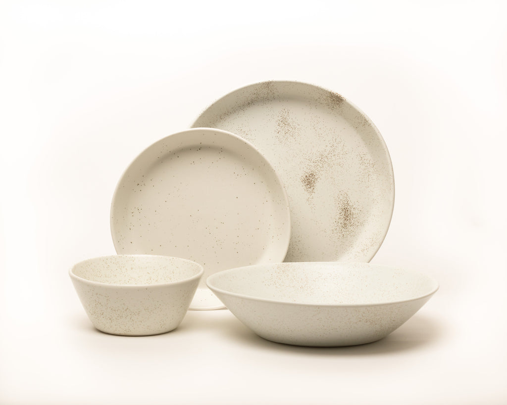 HAAND Skali Coupe 4-Piece Dinner Setting – Handcrafted Porcelain Dinnerware Set