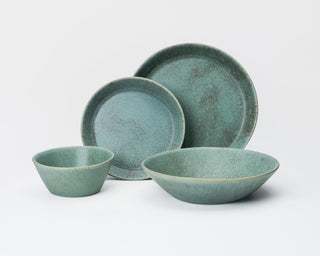 HAAND Skali Coupe 4-Piece Dinner Setting – Handcrafted Porcelain Dinnerware Set