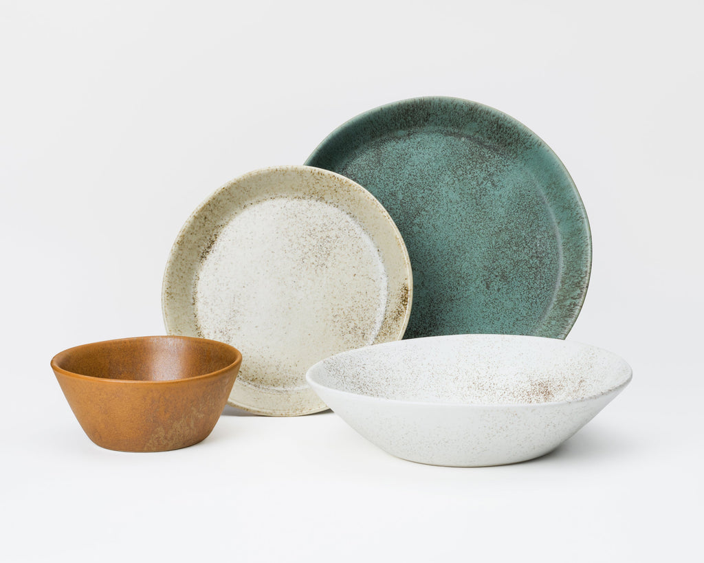 HAAND Skali Coupe 4-Piece Dinner Setting – Handcrafted Porcelain Dinnerware Set