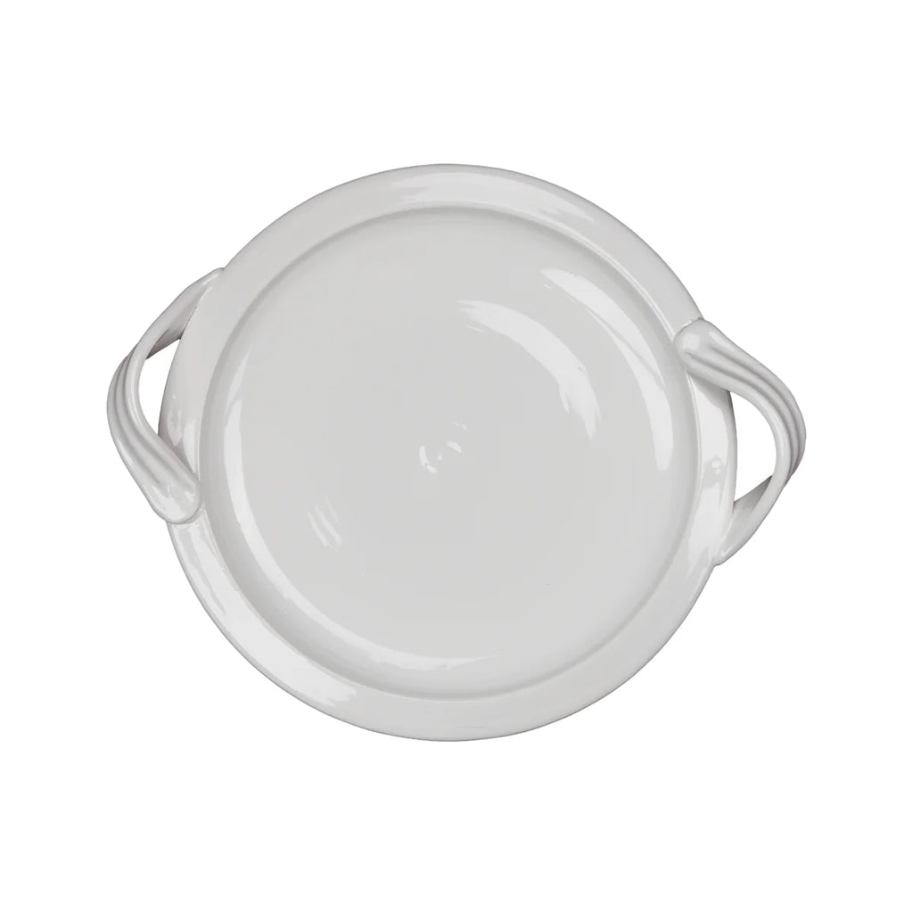 Small White Round Serving Platter – Handcrafted Italian Architectural Platter