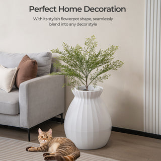Smart Plant-Style Cat Litter Box with Electronic Odor Control and Sterilization – White