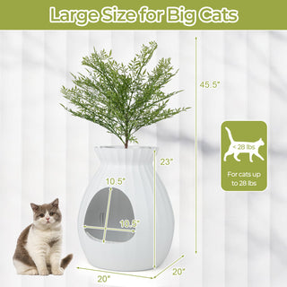 Smart Plant-Style Cat Litter Box with Electronic Odor Control and Sterilization – White