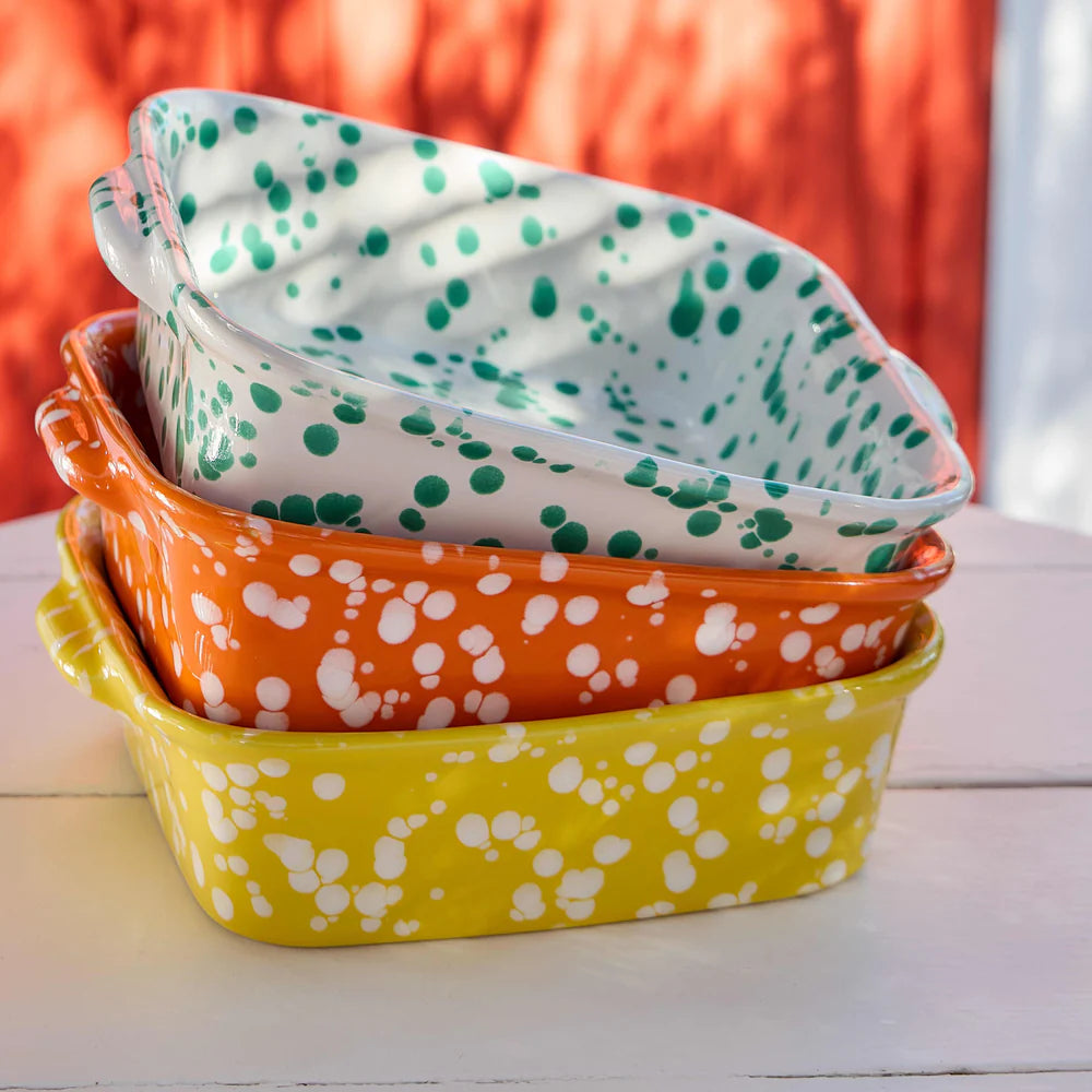 Costa Nova Rafaela Square Baker - Chamonile/ Sage Green/ Tangerine Fine Stoneware