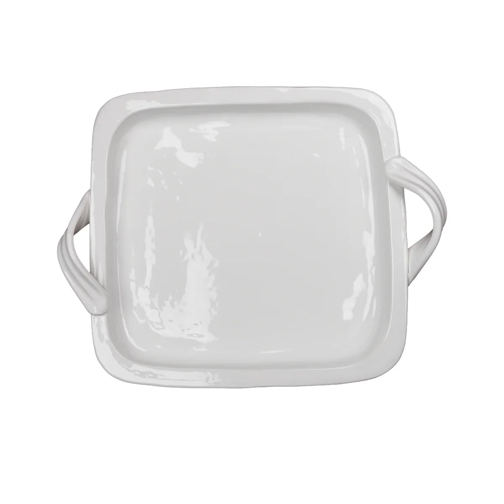 Large White Rectangular Serving Platter – Handcrafted Italian Architectural Platter