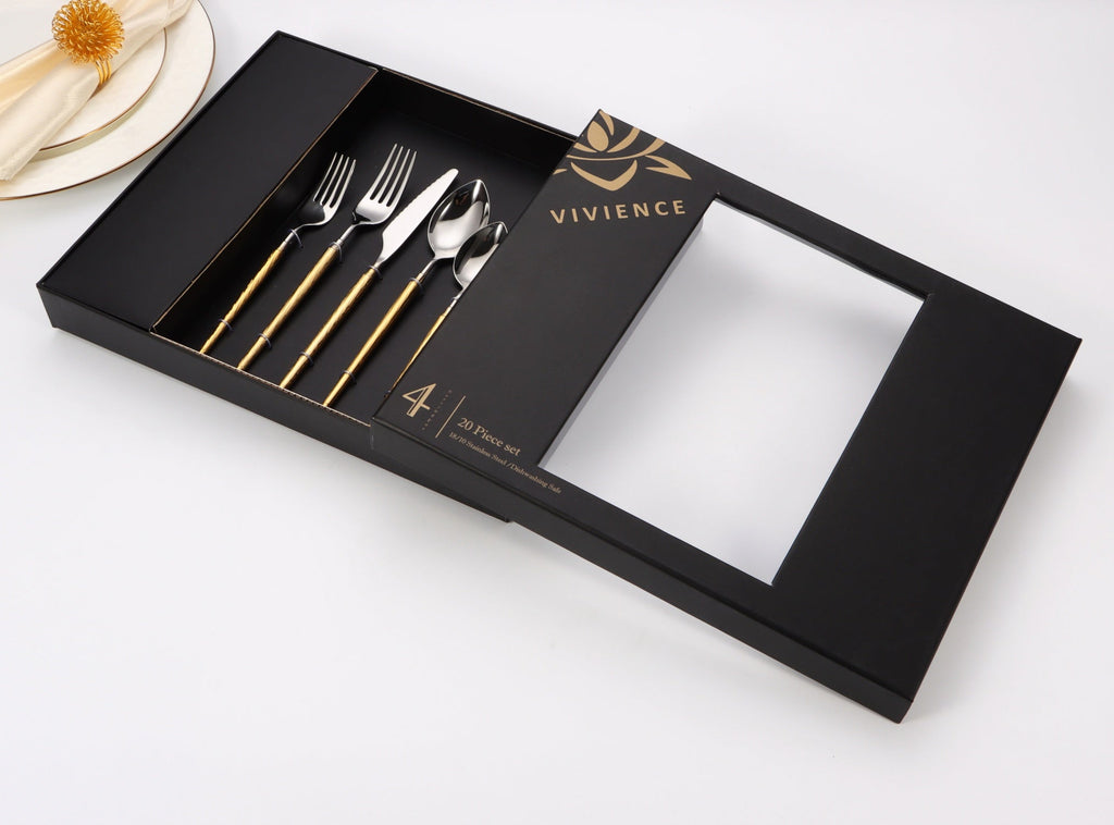 20 pc flatware set with Half Textured Handle