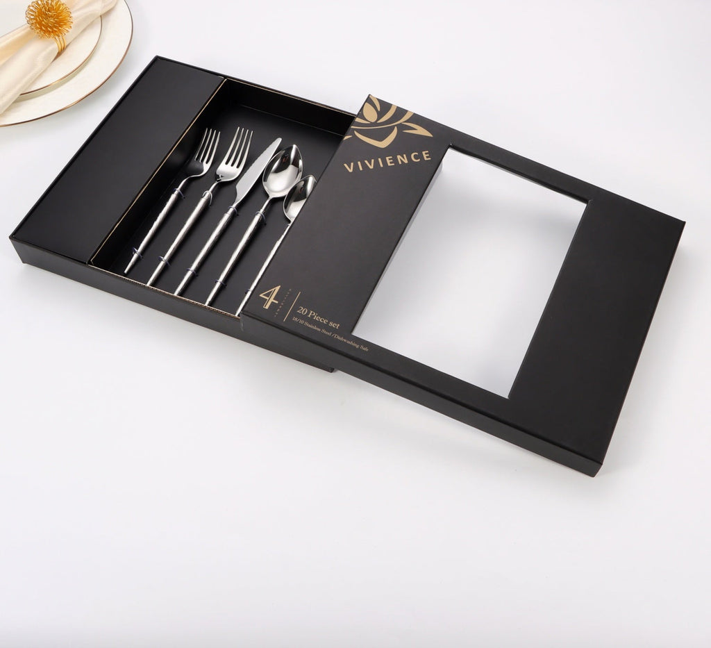 20 pc flatware set with Half Textured Handle