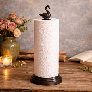Cast Iron Farmhouse Paper Towel Holder with Animal Finial