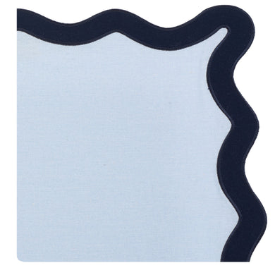 Hampton Pale Blue & Navy Trim Placemat & Napkin Set