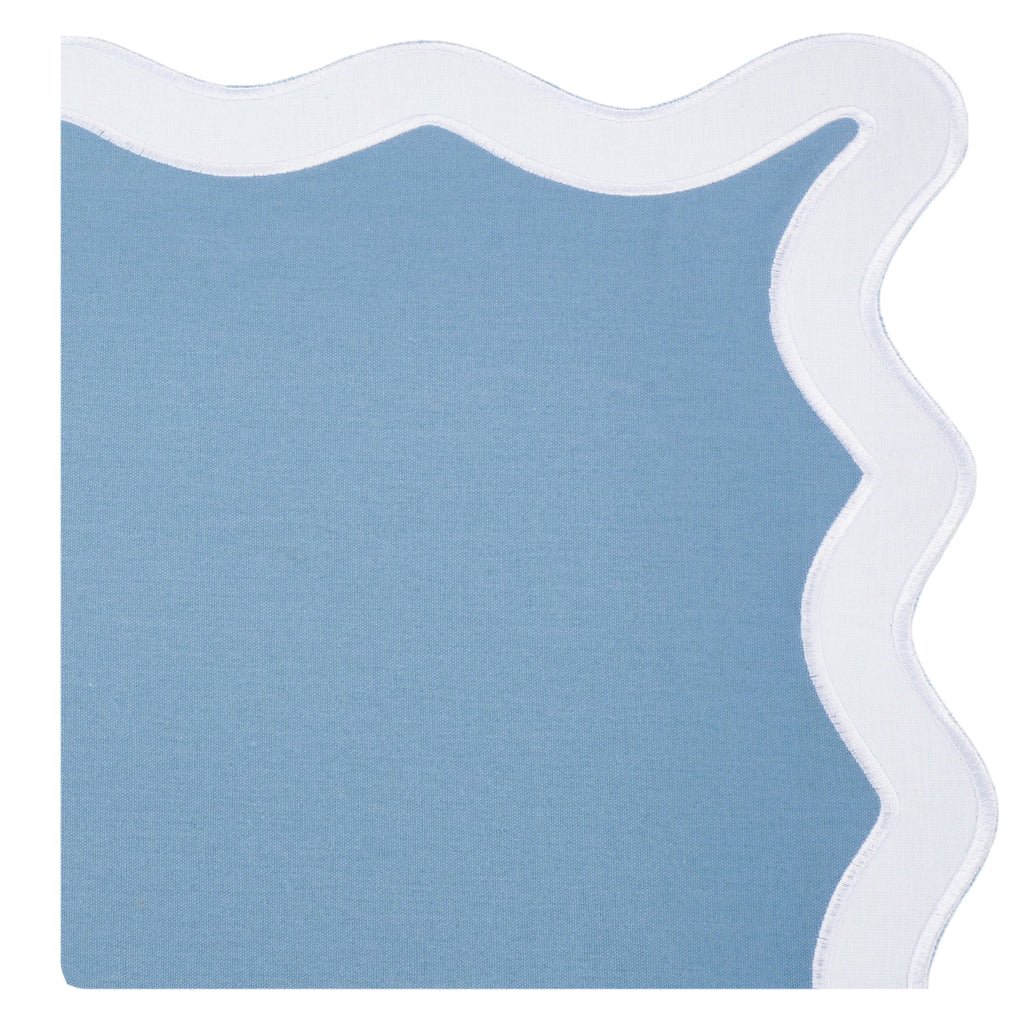 Hampton Pale Blue & White Trim Placemat & Napkin Set