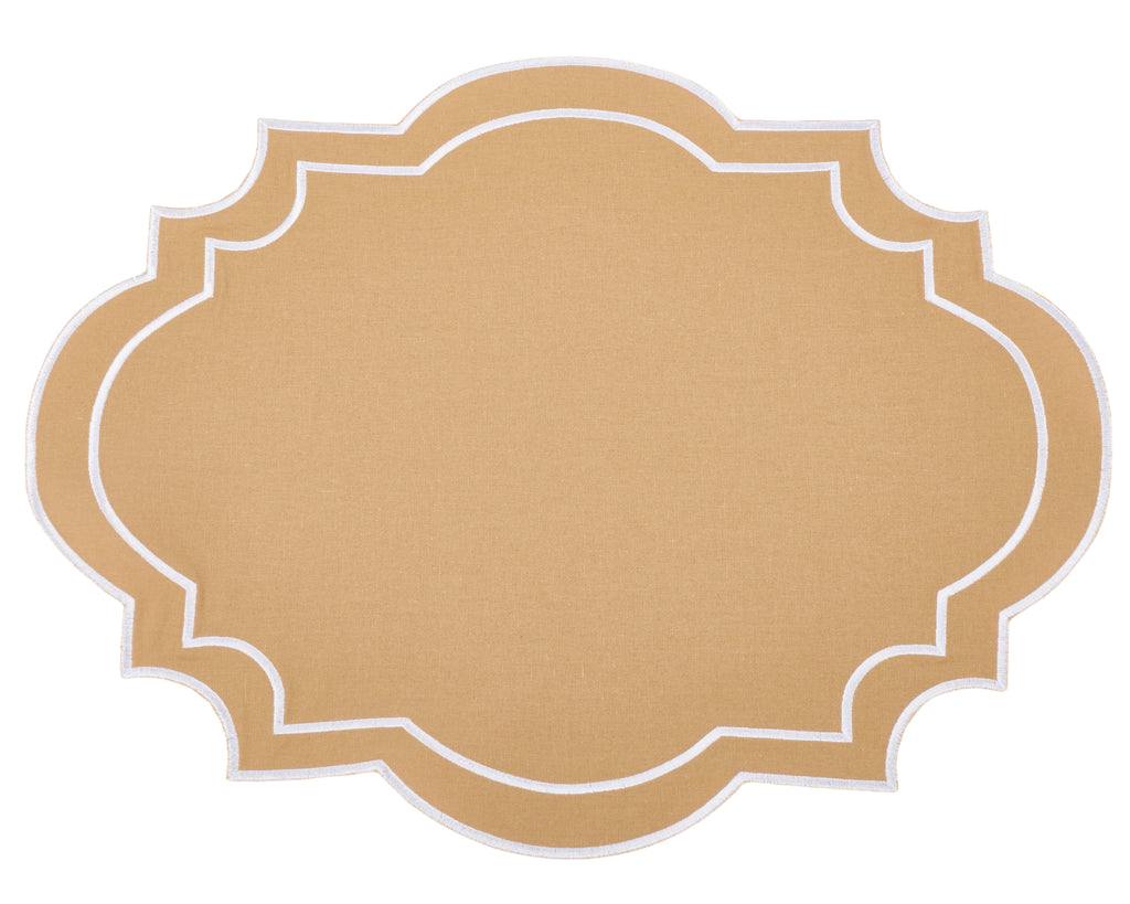 Nantucket Tan & White Placemat & Napkin Set
