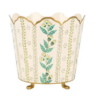 Ivory & Gold Floral Bucket Planter (3 Sizes)