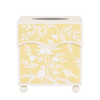Yellow Bird & Vine Wastepaper Basket & Tissue | Charming Bath Décor