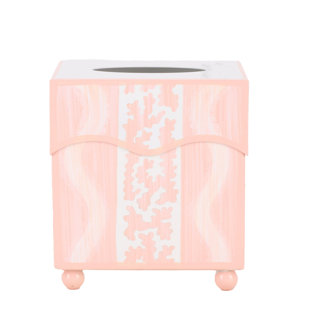 Pink Ikat Wastepaper Basket & Tissue | Chic Decorative Bath Set