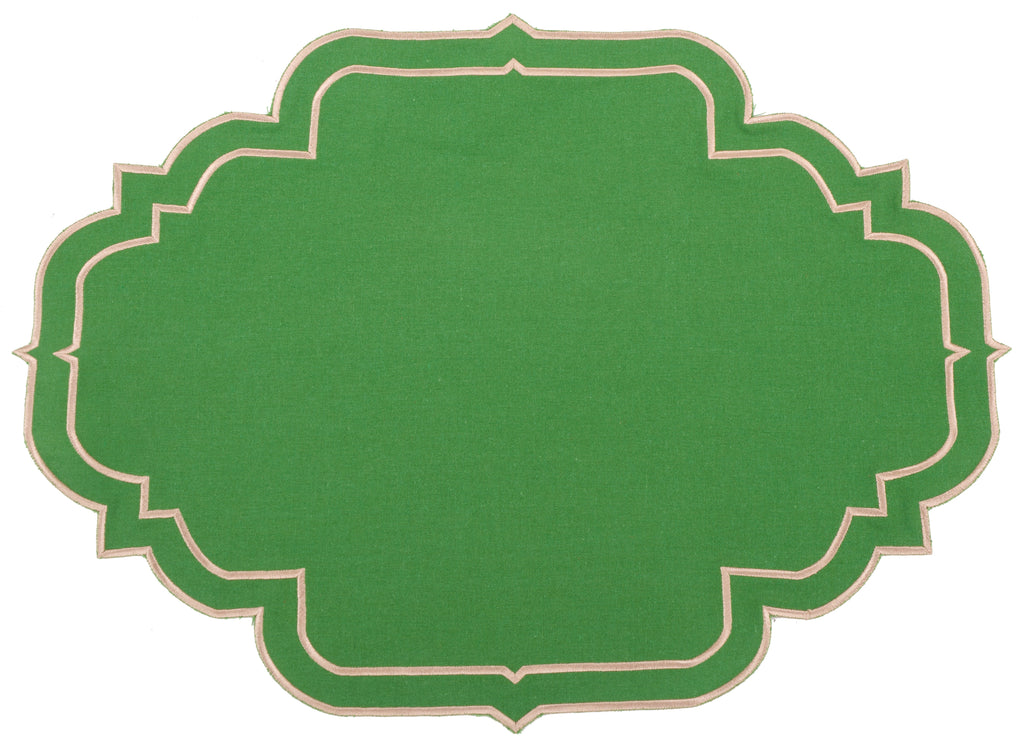 Augusta Green & Gold Trim Placemat & Napkin Set
