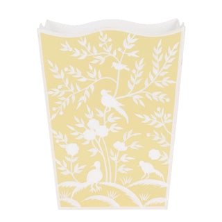 Yellow Bird & Vine Wastepaper Basket & Tissue | Charming Bath Décor