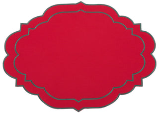 Alexandria Red & Green Trim Placemat & Napkin Set