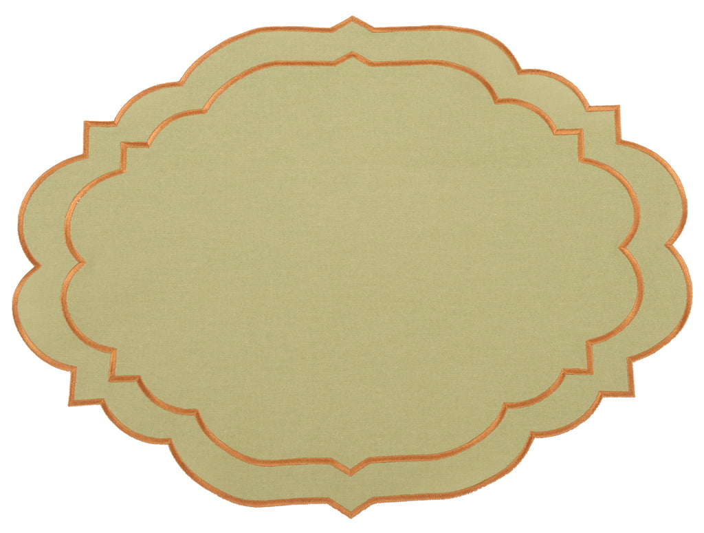Alexandria Green & Orange Trim Placemat & Napkin Set