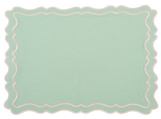 Raleigh Mint Green & Soft Gold Trim Placemat & Napkin Set