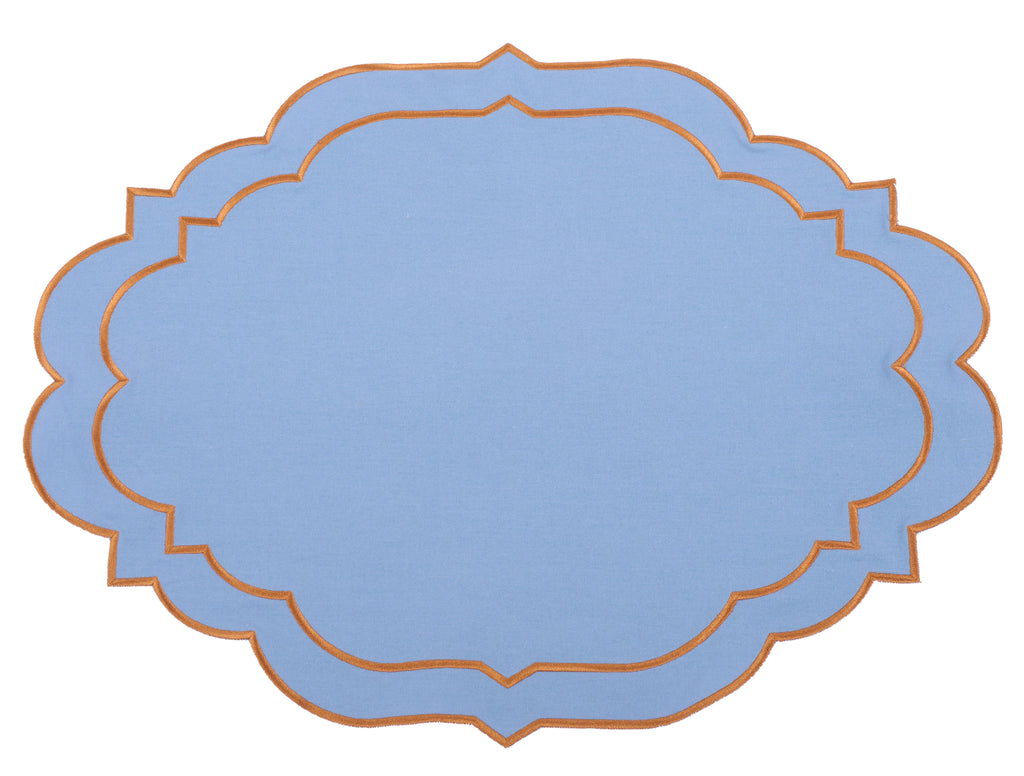 Alexandria Blue & Orange Trim Placemat & Napkin Set