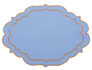 Alexandria Blue & Orange Trim Placemat & Napkin Set