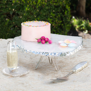 Torta Gemstone Cake Stand in Crystal & Silver