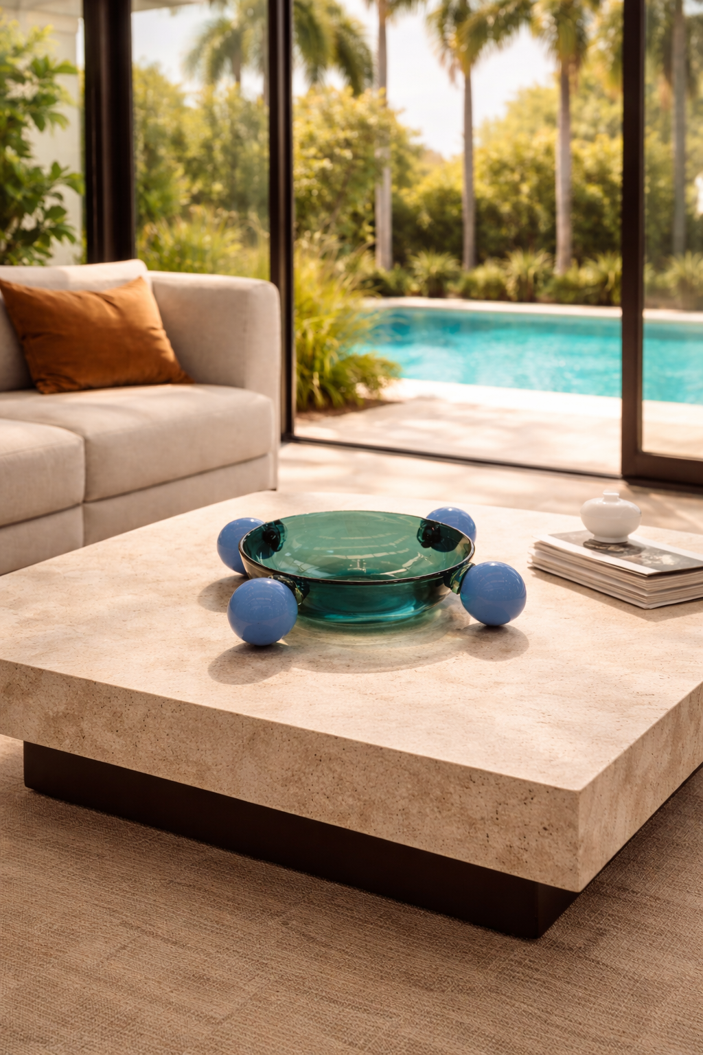 Tezon Blue & Smoke Recycled Glass Bowl