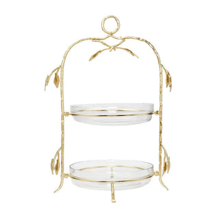 Two-Tiered Gold Leaf Serving Display