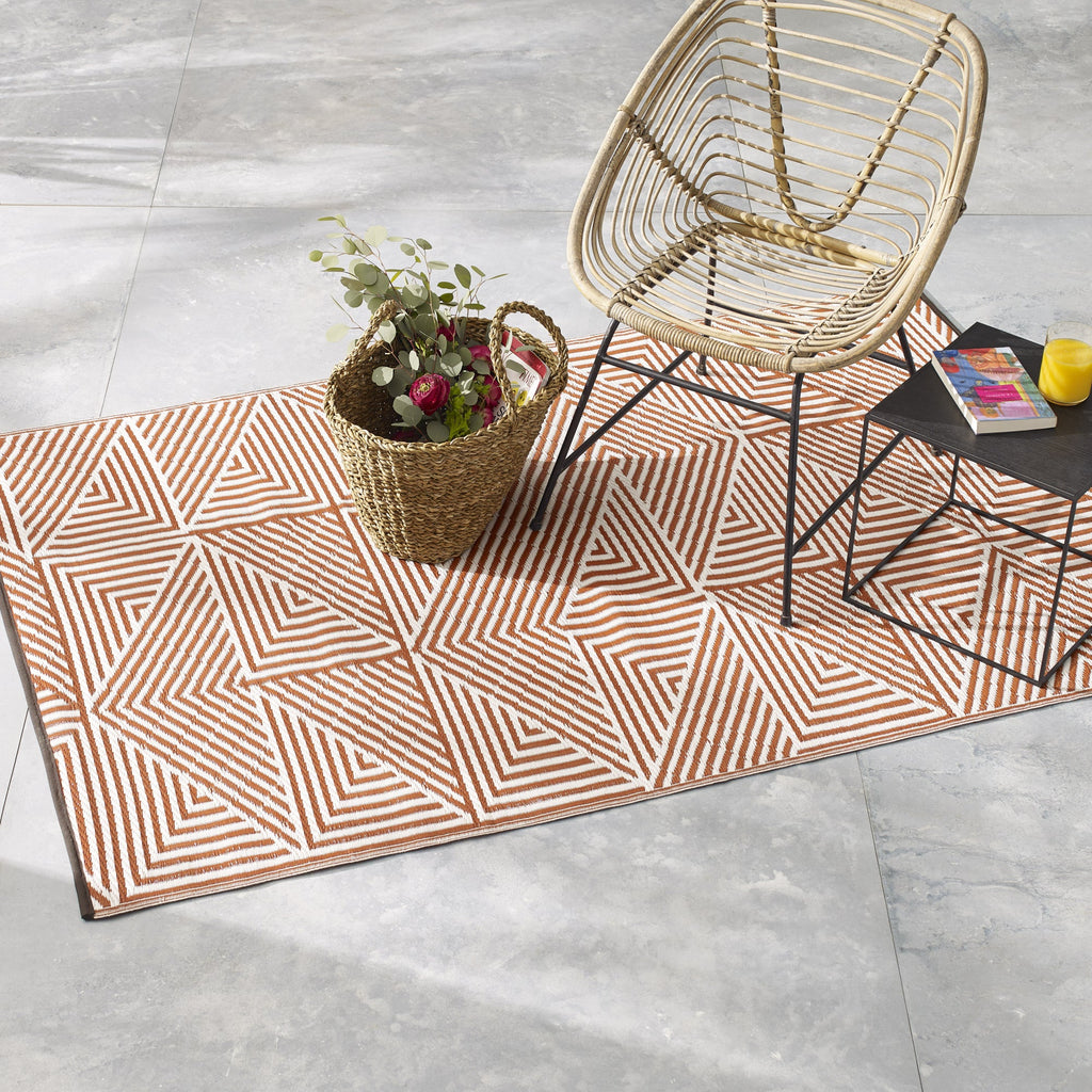 Tokyo Burnt Orange Reversible Outdoor Patio Rug