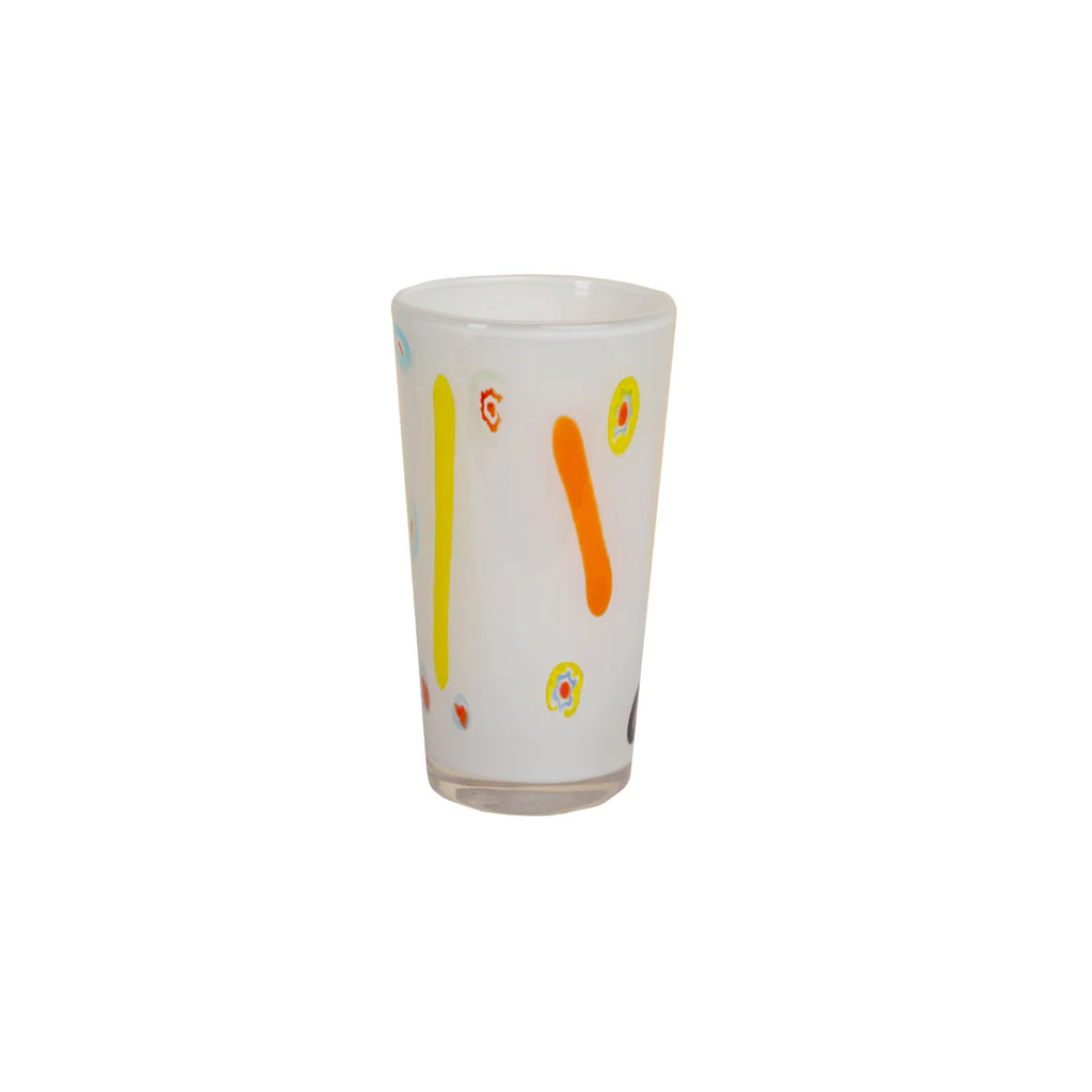 Torcello Millefiori & Stripes Highball Glass – Mouth-Blown Decorative Italian Style Glassware