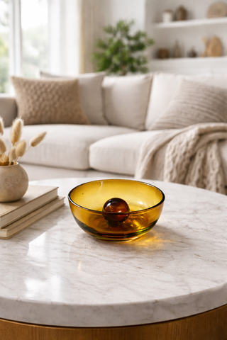 Tres Palos Amber Recycled Glass Bowl
