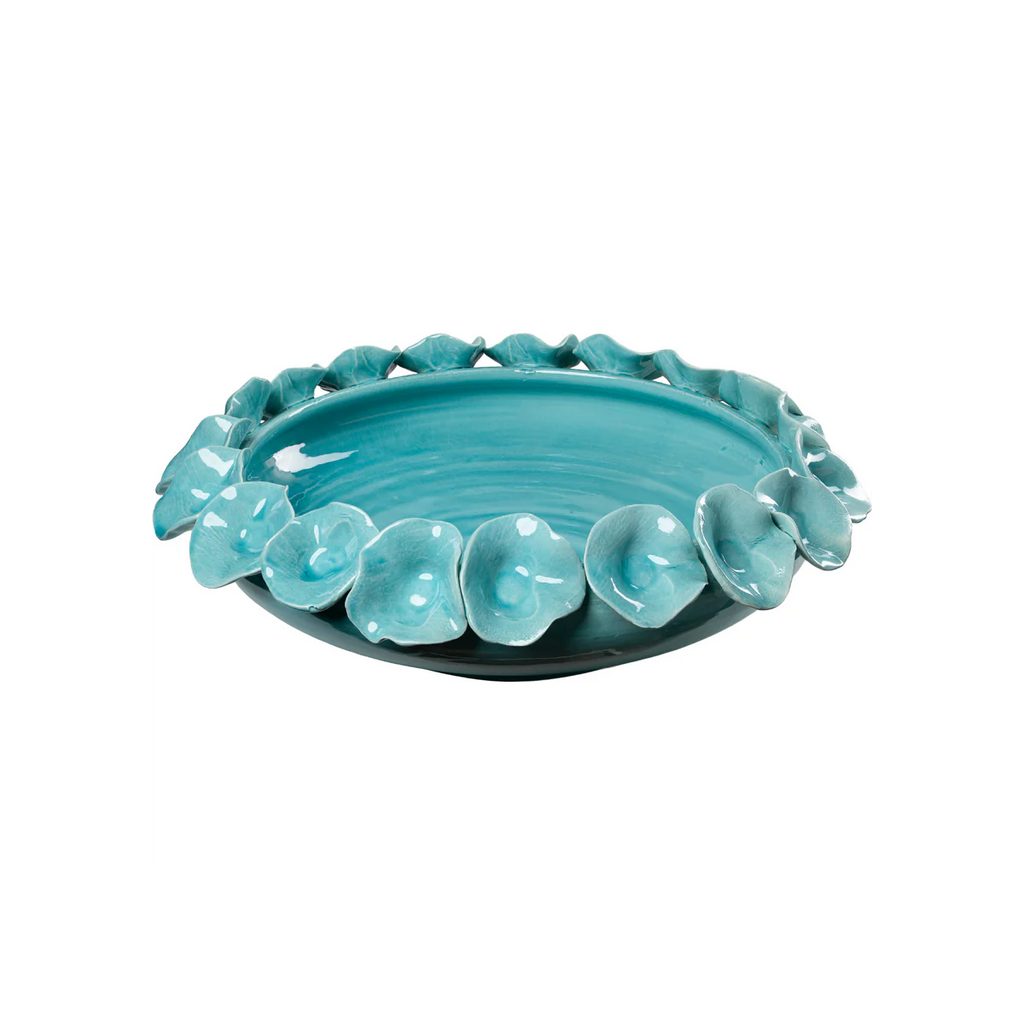 Nasturtium Petal Bowl – Handmade Italian Decorative Bowl in Green, White & Turquoise