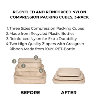 Compression Packing Cubes – Recycled Nylon – 3-pack – Taupe