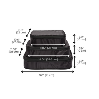 Compression Packing Cubes – Recycled Nylon – 3-pack – Black