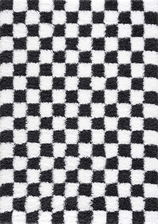 Atira Black White Checkered Area Rug – Modern Patterned Washable Carpet