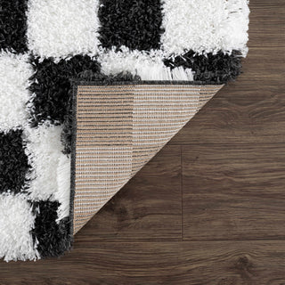 Atira Black White Checkered Area Rug – Modern Patterned Washable Carpet