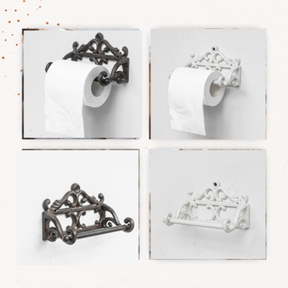 Vintage Cast Iron Scrollwork Toilet Paper Holder