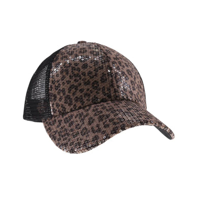 Clear Sequin Leopard C.C Ball Cap – Sparkle Animal Print Baseball Hat
