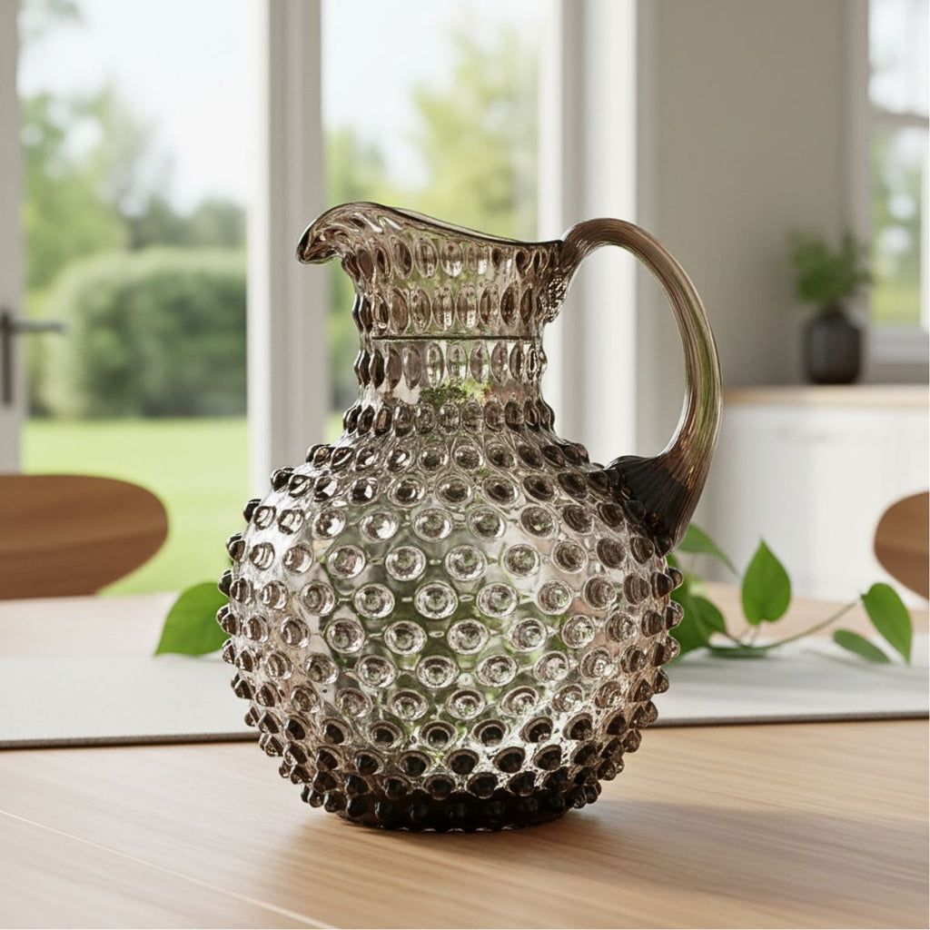 Hobnail Glass Jug in Smokey Amaro – 2 Liter
