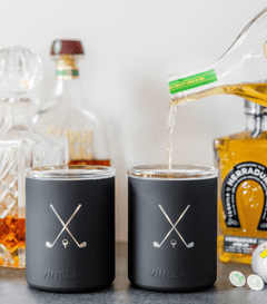 Limited Edition Golf Whiskey Glass Set of 2 in Black – Glass-Lined Tumblers