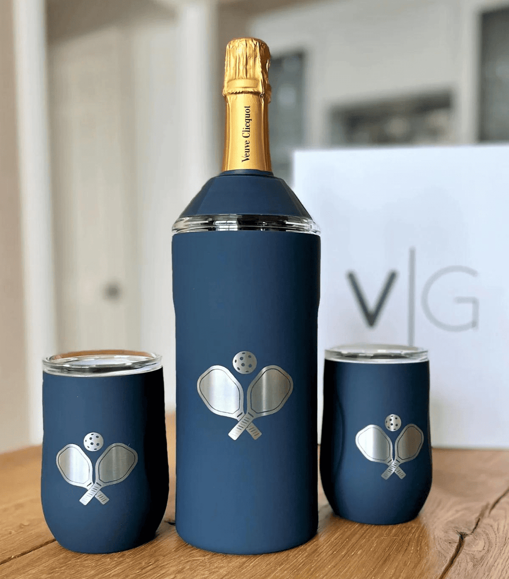 Limited Edition Pickleball Wine Set in Navy – Wine Chiller & Glasses