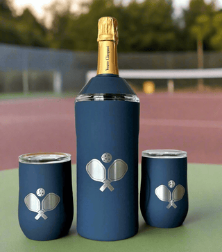 Limited Edition Pickleball Wine Set in Navy – Wine Chiller & Glasses