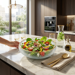Curved Glass Bowl with Gold Rim- 2 sizes