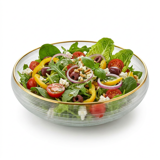 Curved Glass Bowl with Gold Rim- 2 sizes