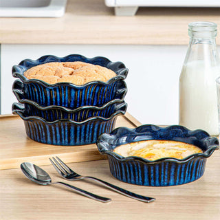 Reactive Glaze Stoneware Pie Pan Set – Set of 6