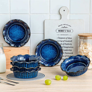 Reactive Glaze Stoneware Pie Pan Set – Set of 6