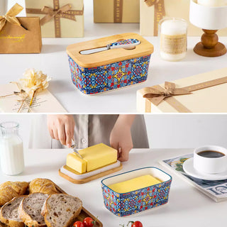 Simi Porcelain Butter Dish with Bamboo Lid