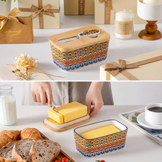 Simi Porcelain Butter Dish with Bamboo Lid