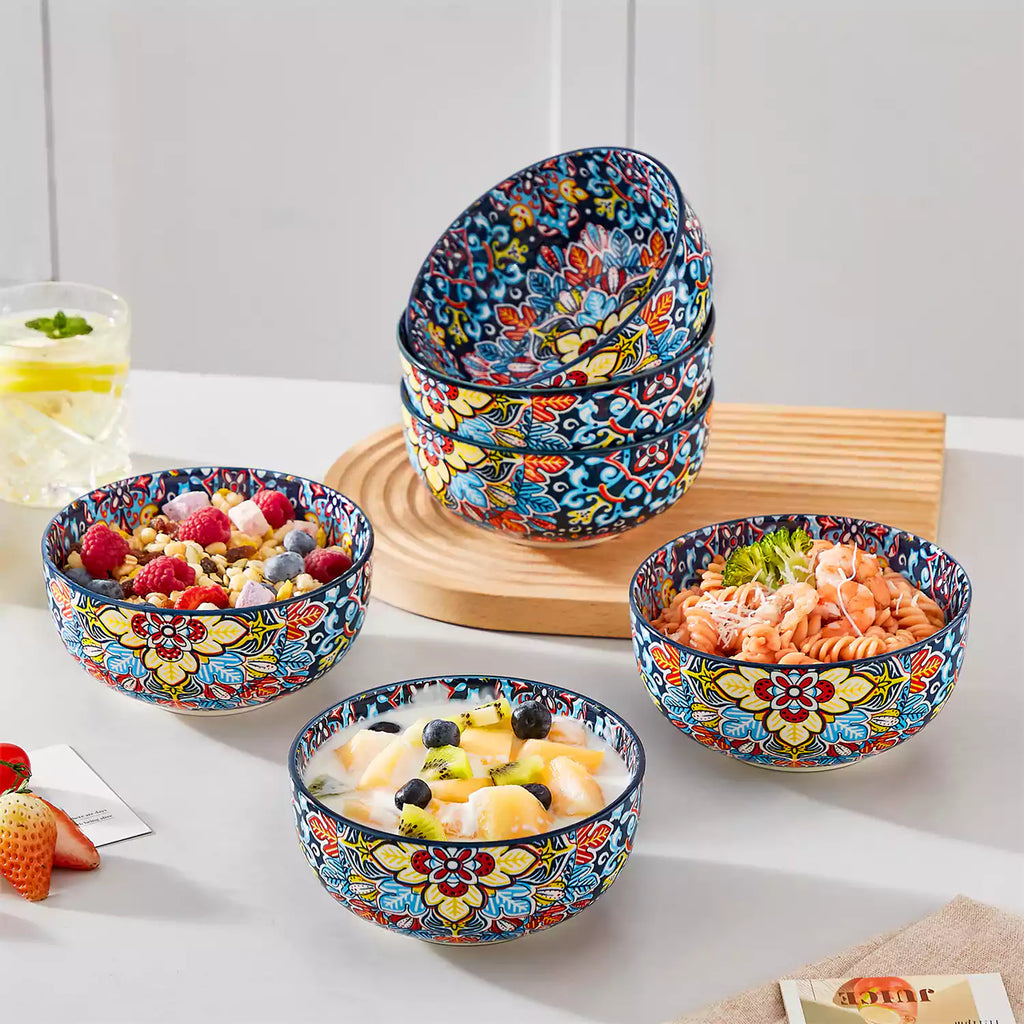 Simi 28oz Double-Sided Porcelain Bowls – Set of 6