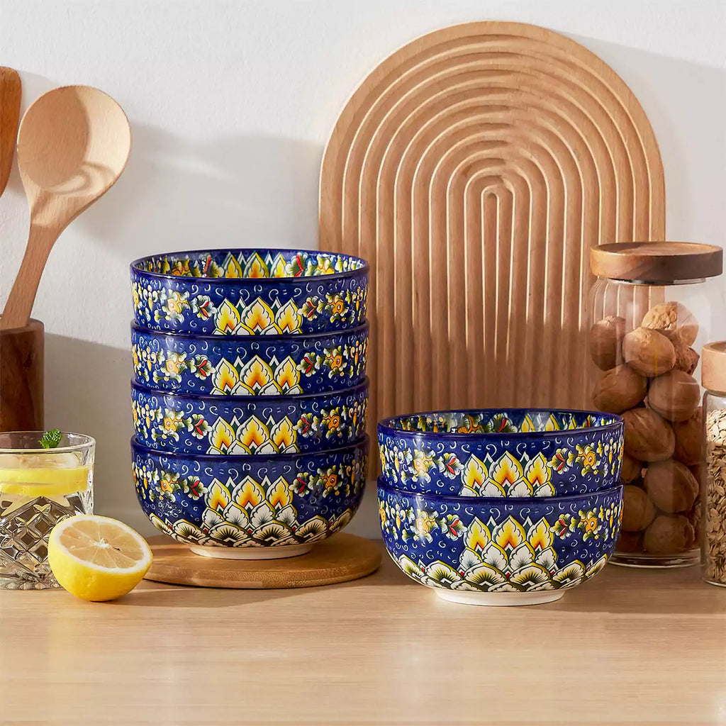 Simi 28oz Double-Sided Porcelain Bowls – Set of 6